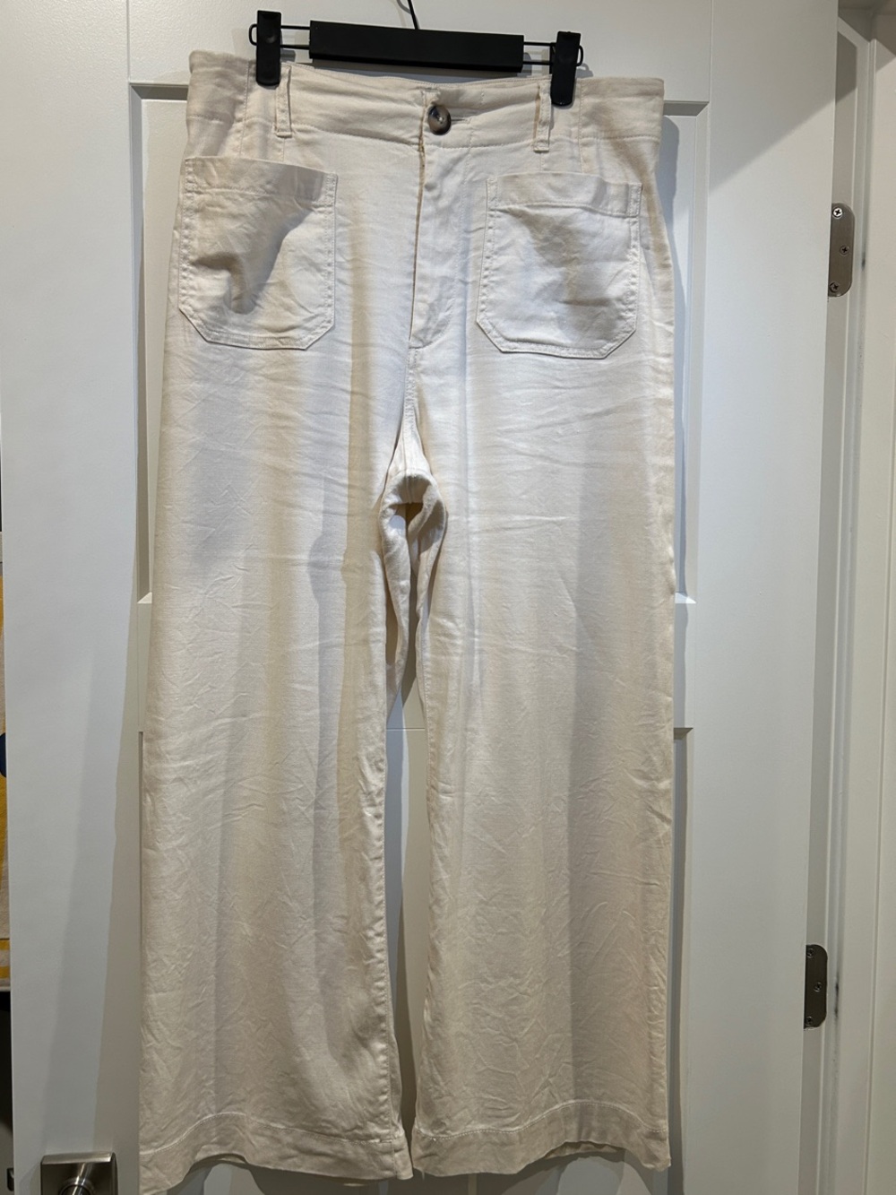 Anthropologie Colette European Linen Stretch Wide-Leg Pants in Cream - Picture 6 of 7